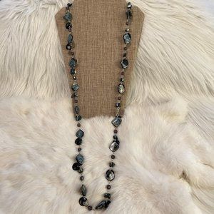 Boho Abalone Shell Necklace Flapper Coastal Cowgirl Fairy Silver Tone Beach 9427